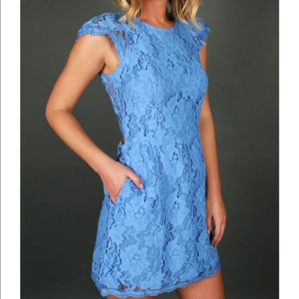 NWT Impressions Blue Lace Open Back Dress Small